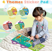 GUYUCOM 4 Pack Reusable Sticker Books for 2 3 4 Year Old Kids Boys Girls Toddlers Transparent 3D Space Vehicles Educational Toys Birthday Gifts