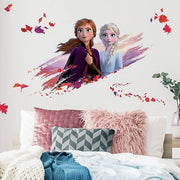 Disney Frozen 2 Elsa and Anna Giant Repositionable Sticker, Purple, Orange, Red, 4 cm. 6.3 cm x 44.7 cm. 88 cm