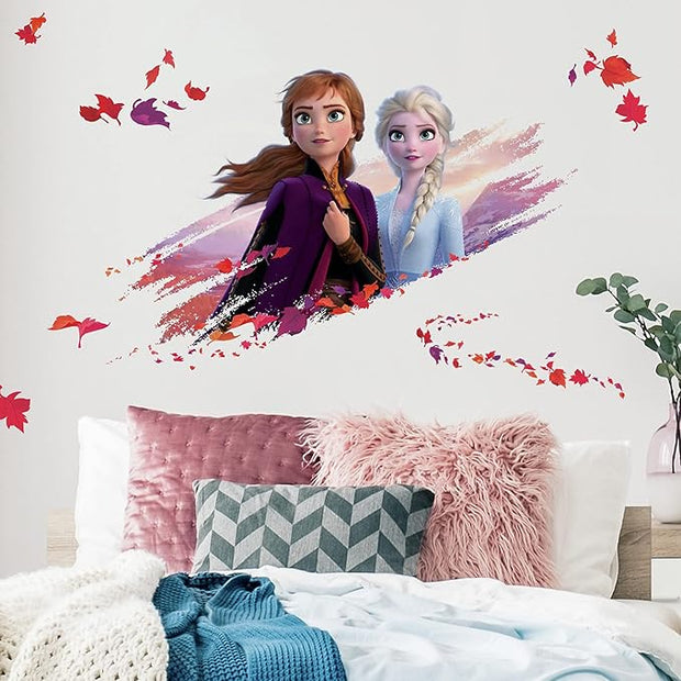 Disney Frozen 2 Elsa and Anna Giant Repositionable Sticker, Purple, Orange, Red, 4 cm. 6.3 cm x 44.7 cm. 88 cm