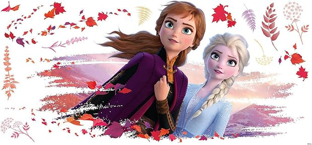 Disney Frozen 2 Elsa and Anna Giant Repositionable Sticker, Purple, Orange, Red, 4 cm. 6.3 cm x 44.7 cm. 88 cm