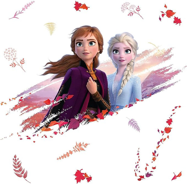 Disney Frozen 2 Elsa and Anna Giant Repositionable Sticker, Purple, Orange, Red, 4 cm. 6.3 cm x 44.7 cm. 88 cm